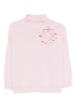 Vanisè floral appliqué sweater - Pink