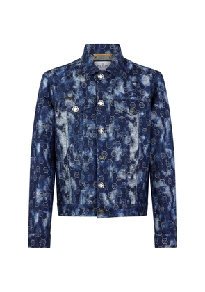 Philipp Plein monogram-detail buttoned jacket - Blue