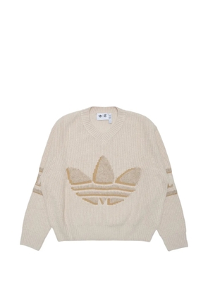 adidas x CLOT by Edison Chen V-neck logo knitwear - Neutrals