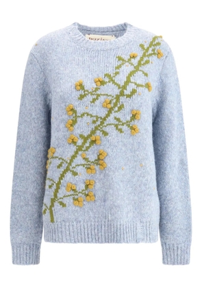 Baziszt Puff embroidered floral sweater - Blue