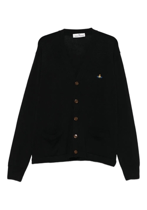 Vivienne Westwood logo-embroidered patch-pocket cardigan - Black