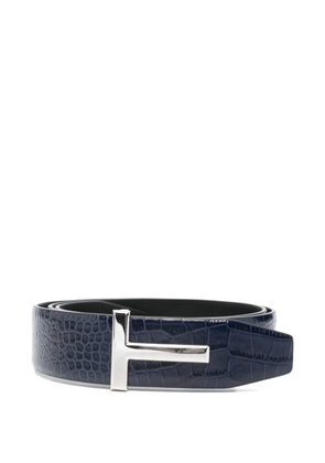 TOM FORD crocodile-effect leather belt - Blue
