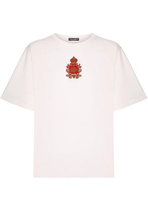 Dolce & Gabbana heraldic-patch silk T-shirt - White