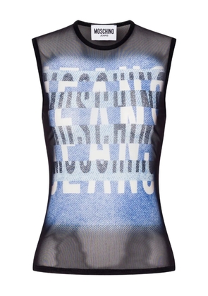 MOSCHINO JEANS graphic-print sheer tank top - Black