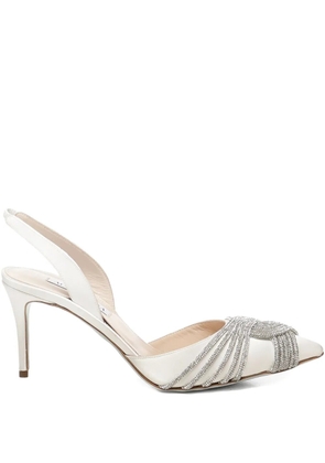 Aquazzura Gatsby Sling Satin 75MM crystal-embellished slingback pumps - White