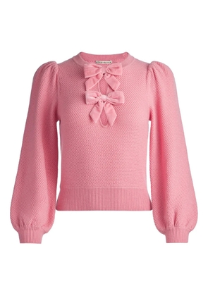 alice + olivia Doris puff-sleeve bow sweater - Pink