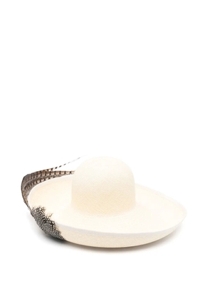 Valentino Garavani feather-embellished hat - Neutrals