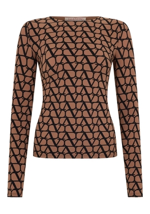 Valentino Garavani monogram-print long-sleeve top - Brown