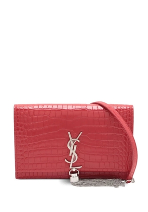 Saint Laurent Pre-Owned 2000s Kate crocodile-effect chain-strap shoulder bag - Red