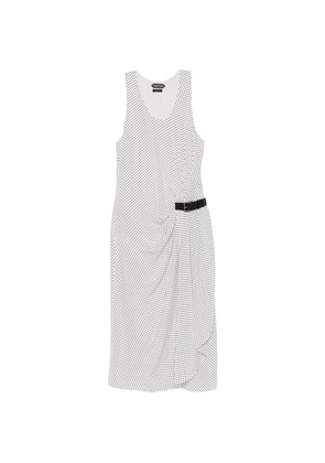 TOM FORD polka dot belted midi dress - White