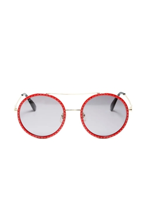 Gucci Pre-Owned 2010s round-frame rhinestone sunglasses - Red