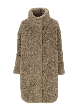 RRD high-neck panelled textured coat - Neutrals
