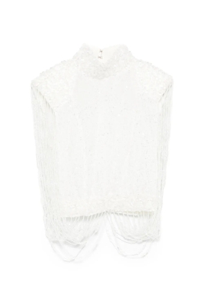 M.Marquise beaded fringe blouse - White