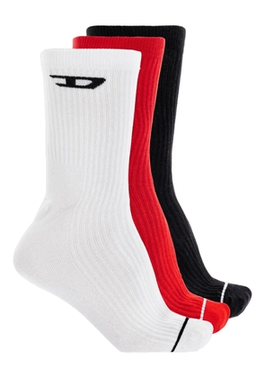 Diesel logo ribbed socks (pack of three) - Red