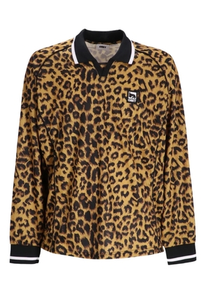 Obey animal-print Long Sleeve Polo Shirt - Brown