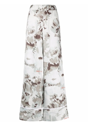 Off-White floral-print palazzo pants - Green