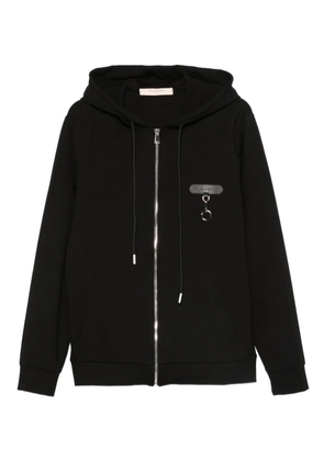 YES LONDON logo-patch zip-up hoodie - Black