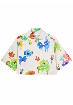 Off-White watercolour floral-print short-sleeved shirt