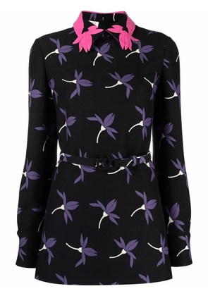 Valentino Garavani Fairy Flowers print belted shirt - Black