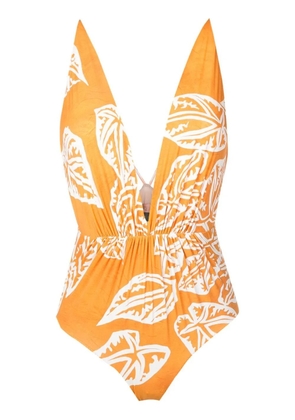 Clube Bossa Clavert leaf-print swimsuit - Orange