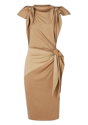 Burberry Tie Detail Tri-tone Silk Jersey Dress - Neutrals