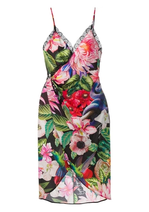 Philipp Plein floral-print wrap dress - Black