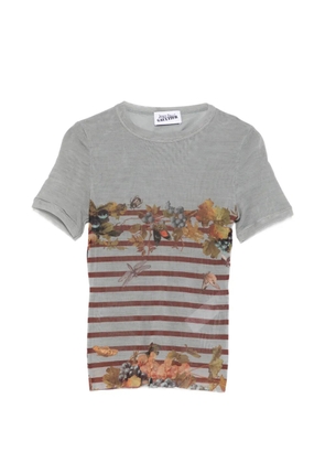 Jean Paul Gaultier striped floral T-shirt - Grey