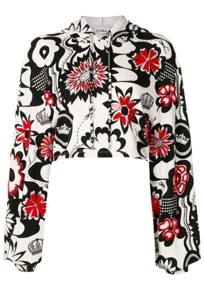 Amir Slama floral-print cropped hoodie - White