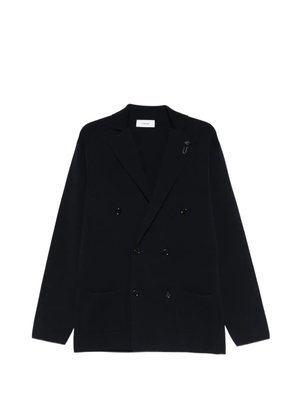 Lardini double-breasted pocketed cardigan - Blue