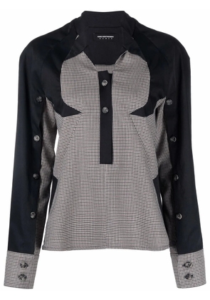 Kiko Kostadinov two-tone houndstooth-pattern blouse - Neutrals