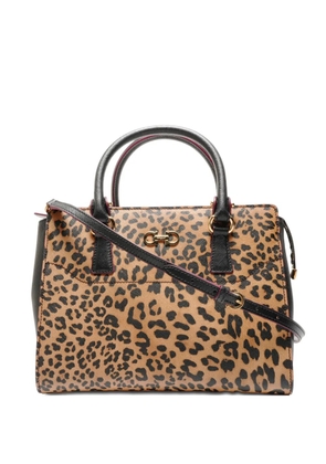 Ferragamo Pre-Owned 2000s Ganchini leopard shoulder bag - Neutrals