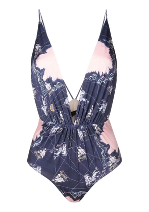 Clube Bossa Clavert graphic-print swimsuit - Blue