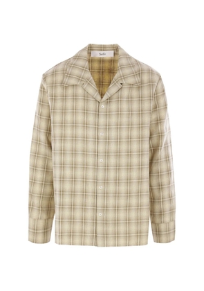 Séfr Ignacio notched collar checked shirt - Neutrals