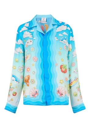 Casablanca kawaii motif silk shirt - Blue