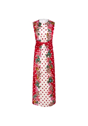 Saloni floral-print maxi dress - White