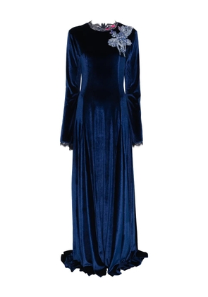 MIAU by Clara Rotescu floral-appliqué maxi dress - Blue