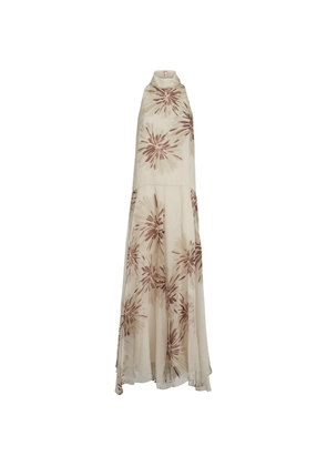 Brunello Cucinelli bloom-print maxi dress - Neutrals