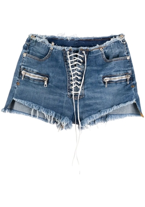 UNRAVEL PROJECT lace-up denim shorts - Blue