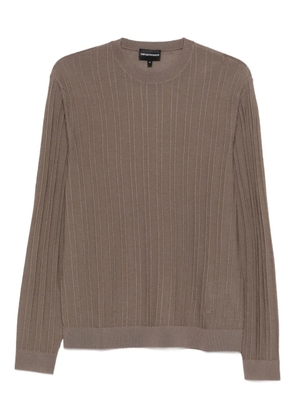 Emporio Armani textured crew-neck sweater - Brown