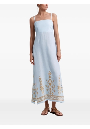 GREEK ARCHAIC KORI thin-straps gathered-back maxi dress - Blue
