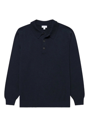 Sunspel ribbed-knit polo shirt - Blue