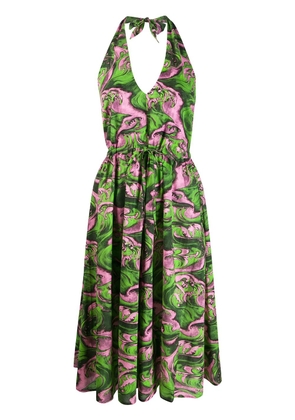 McQ Swallow printed halterneck dress - Green