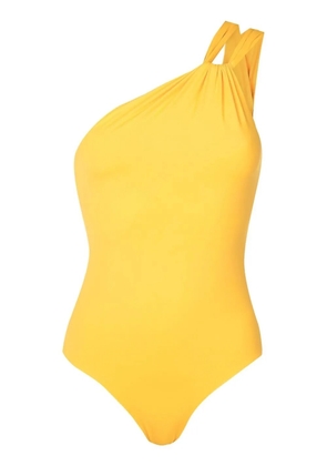 Clube Bossa asymmetric ruched-detail swimsuit - Yellow