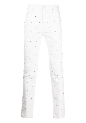God's Masterful Children Apocalypse cubic zirconia jeans - White