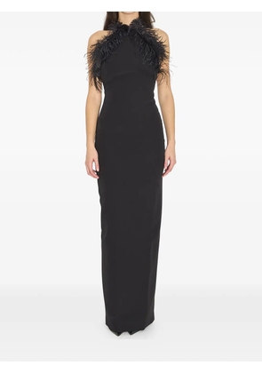 The Attico feather strap maxi dress - Black