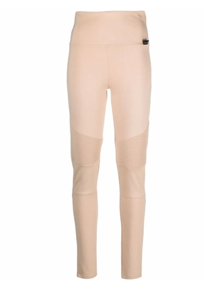 Philipp Plein ribbed-panel biker leggings - Neutrals