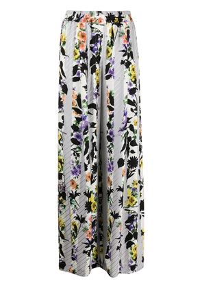 Off-White floral-print palazzo pants - Grey