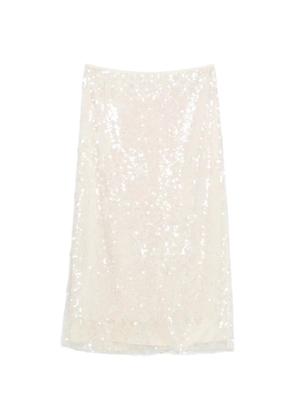 IVORY PARIS sequin-embellished midi skirt - Neutrals
