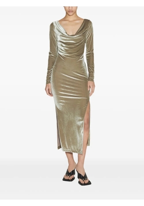 Helmut Lang cowl-neck side-split midi dress - Green
