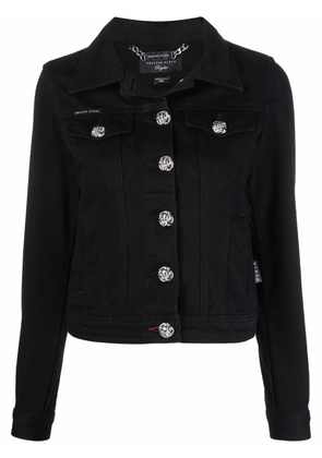 Philipp Plein logo-plaque denim jacket - Black